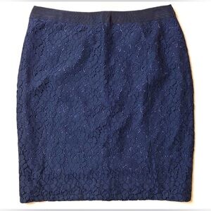 J.Crew "The Pencil Skirt" Navy Lace Overlay Size 4